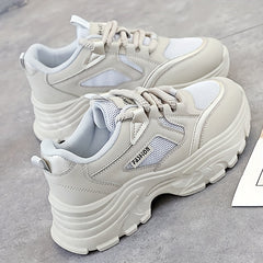 Anti Slip Thick Bottom Sporty Running Shoes Breathable Lace Up Dad Shoes