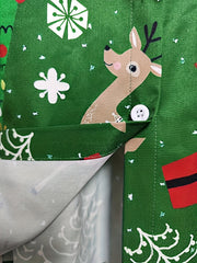 Christmas Casual Blouse Women's Plus Snowman & Elk Print Button Up