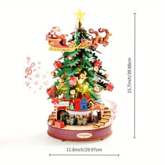 Festive Wooden Christmas Tree Music Box Puzzle Kit