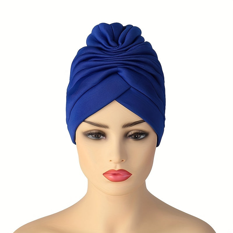 Ruched Turban Cap Elastic Head Wrap Ramadan Head Scarf Chemo Cap Women