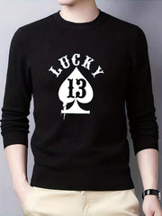 Lucky Spades 13 Men's Knit Sweater Warm Crew Neck Pullover