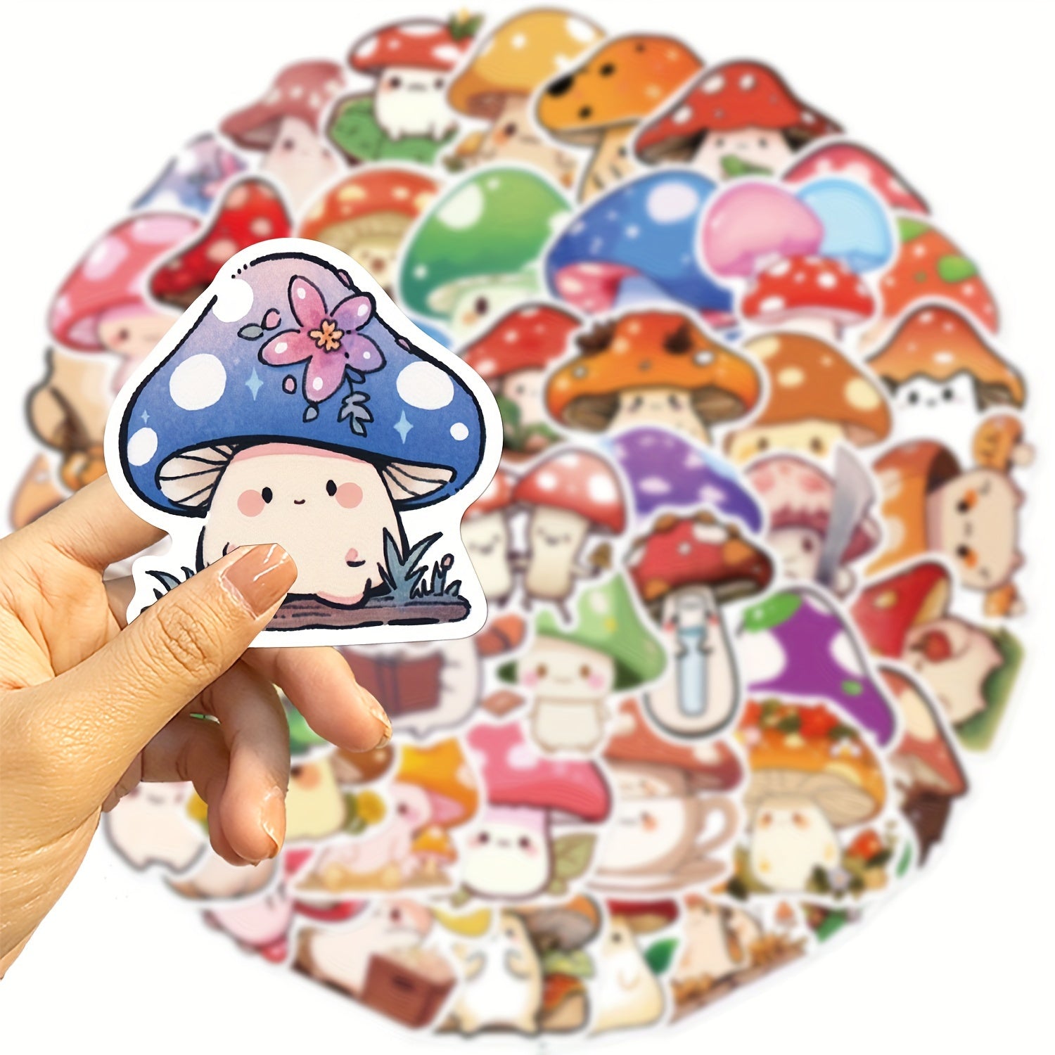 50pcs Colorful Mushroom Series Graffiti Sticker Pack Waterproof Handbook DIY