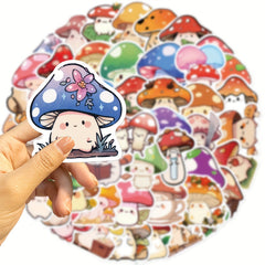 50pcs Colorful Mushroom Series Graffiti Sticker Pack Waterproof Handbook DIY