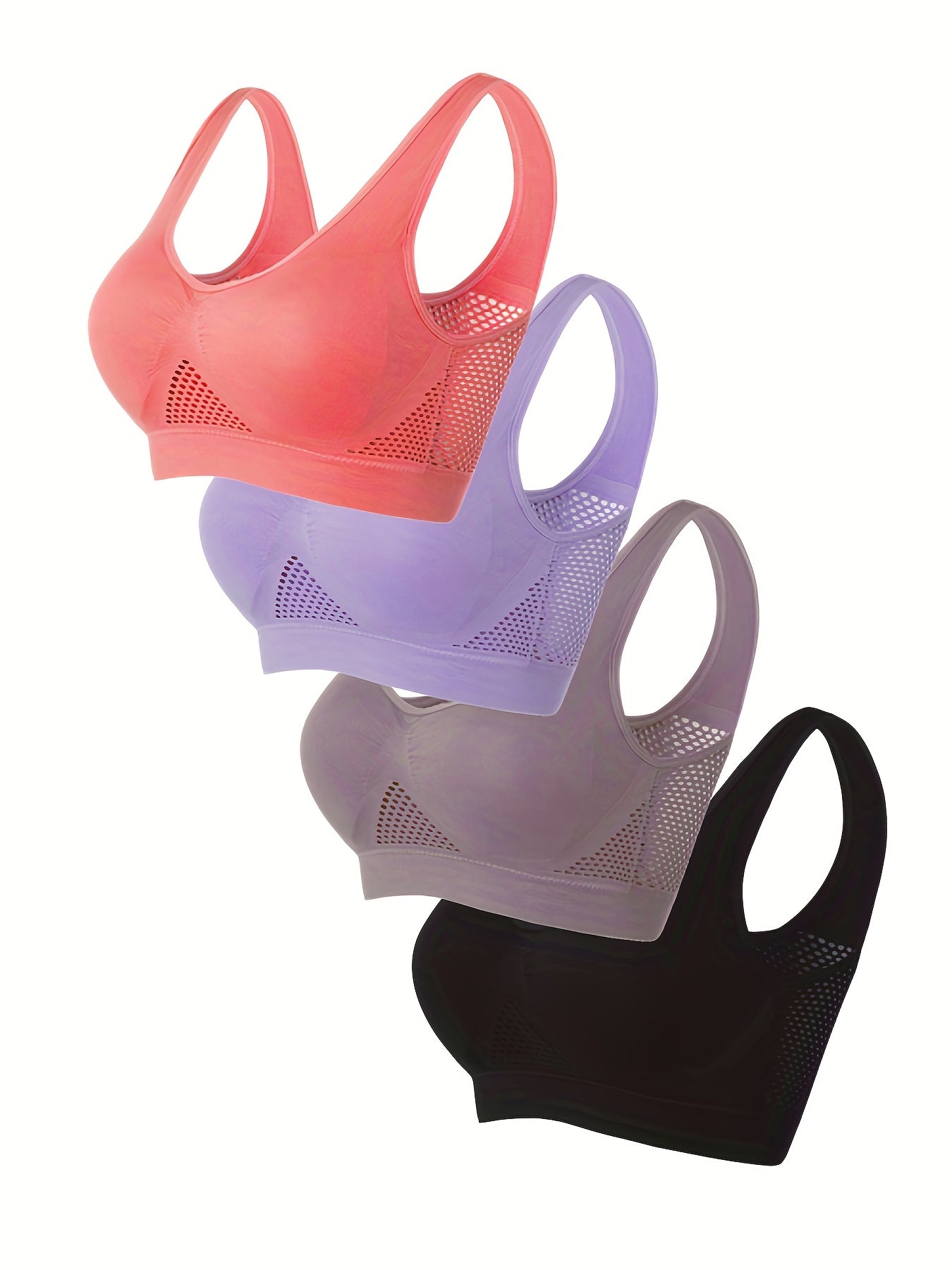 4pcs Breathable Cut Out Sports Bras Workout Tank Bra