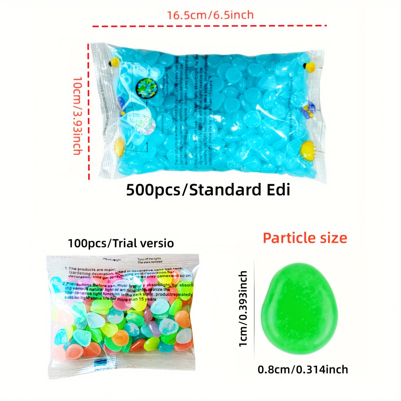 500pcs Glow in the Dark Pebbles for Magical Garden Landscaping