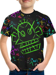 Boys Monkey Doodle Print T shirt Short Sleeve Casual Top Kids Summer Clothes