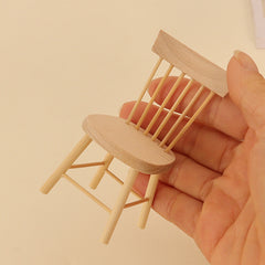 Dollhouse Dining Chair Brown Wood Grain Compact Size for Accessories