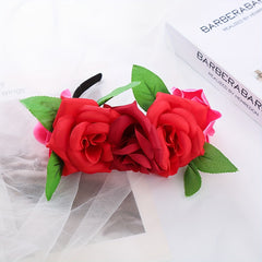 Girl s Rose Flower Wreath Hair Hoop Fairy Birthday Christmas Party Accessory