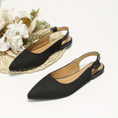 Women's Pointed Toe Flat Sandals Closed Toe Slingback Shoes