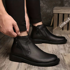 Men's Casual Round Toe Zipper Dress Ankle Boots