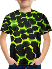 Kids 3D Geo Print Tee Funny Illusion Short Sleeve Street Wear