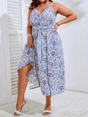 Backless V Neck Cami Dress with Belt