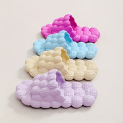 Women's Lychee Pattern Slides Massage Bath Shoes Non Slip Home Slides