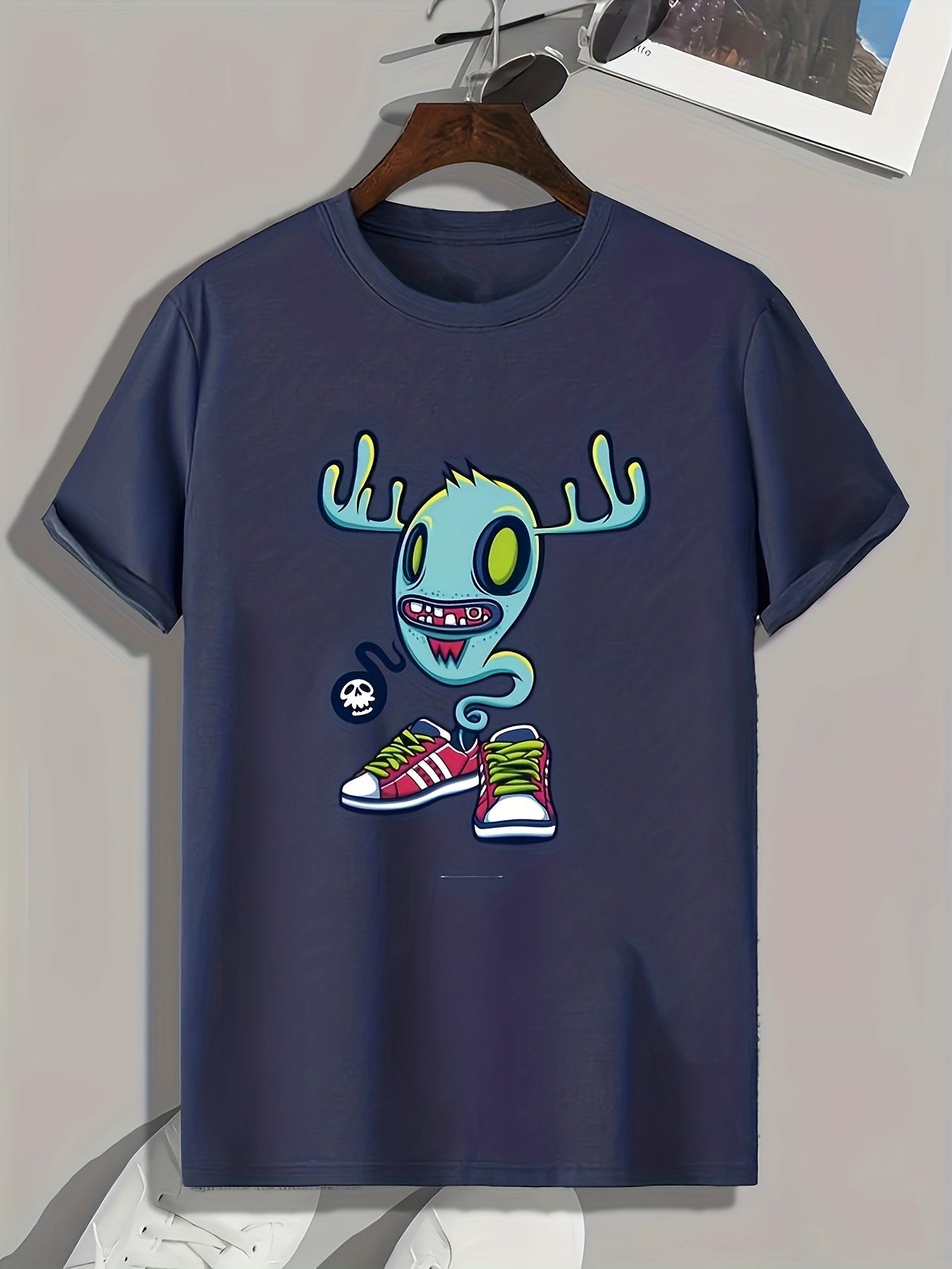 Funny Cartoon Print Men's Graphic T-shirt for Summer