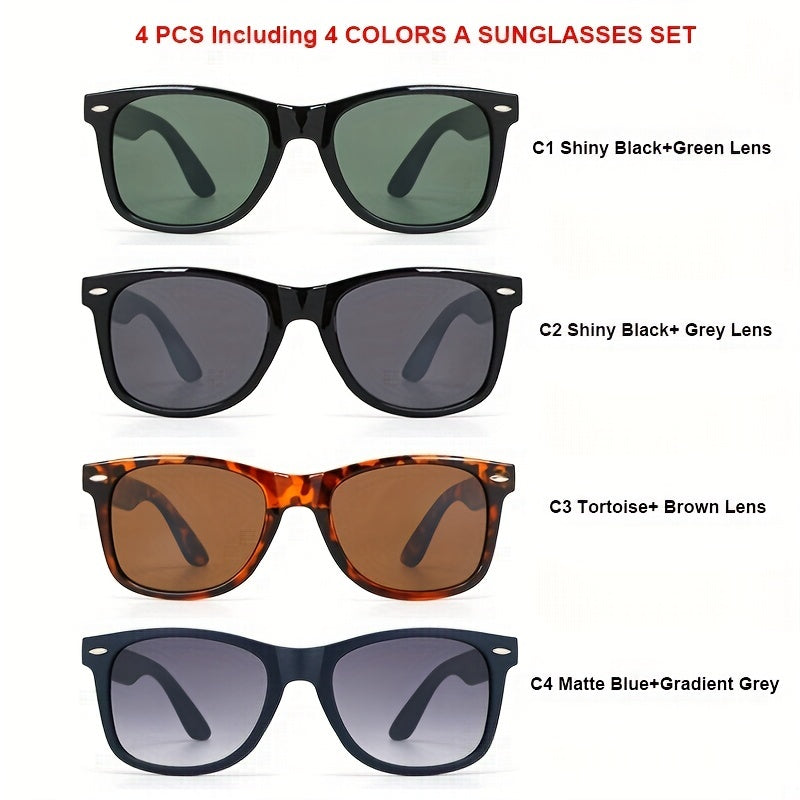 4 Colors Men's Sunglasses Set Classic UV Protection Sunglasses