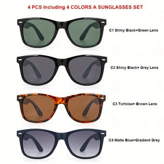 4 Colors Men's Sunglasses Set Classic UV Protection Sunglasses