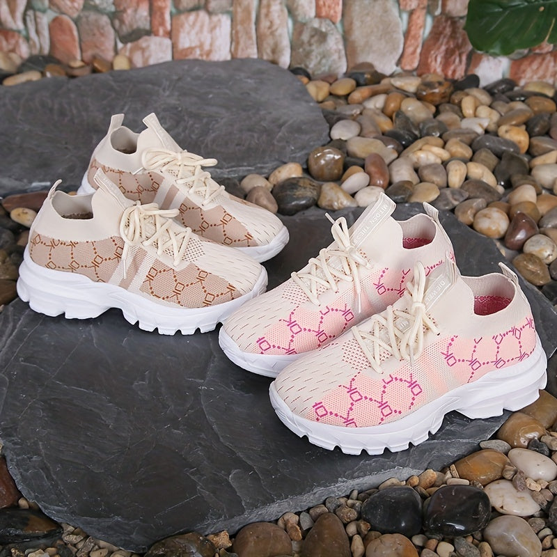 Women's Breathable Canvas Sneakers Lace Up Low Top Elastic Sporty Shoes