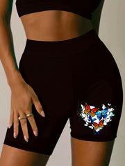 Women's Plus Heart Print High Rise Biker Shorts