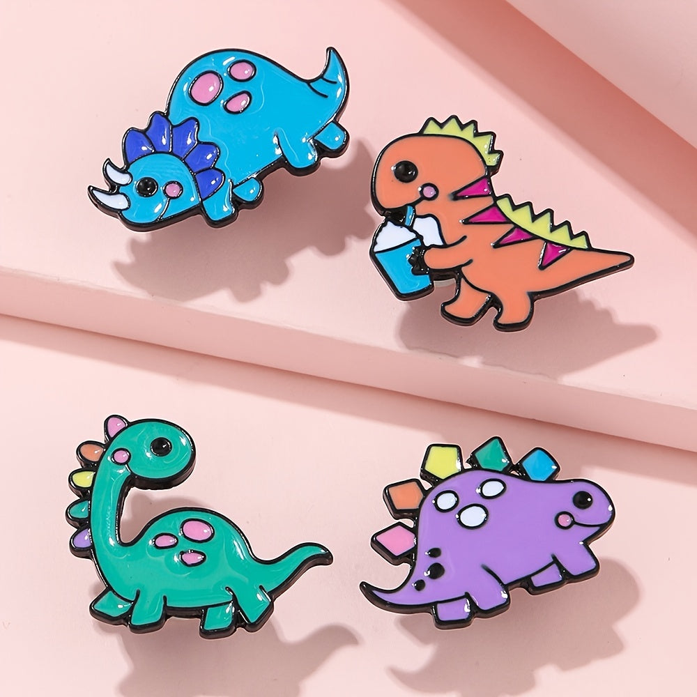 4pcs Girls Dinosaur Shaped Pins Colorful Creative Pins for Backpacks Clothing