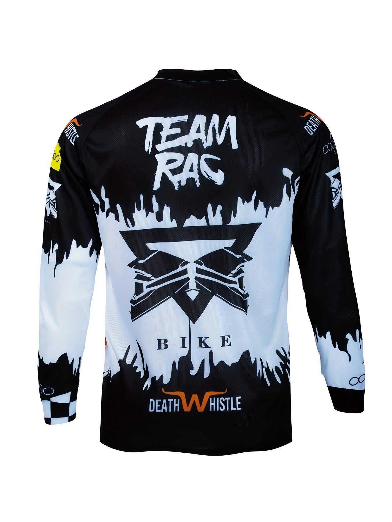 Men's Alphabets Pattern Cycling Jersey Moisture Wicking Long Sleeve Shirt
