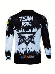 Men's Alphabets Pattern Cycling Jersey Moisture Wicking Long Sleeve Shirt
