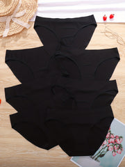7pcs Seamless Solid Bikini Panties Stretchy Intimates Women's Lingerie
