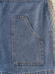 Girls Denim Overalls Rompers Button Loose Fit Jumpsuit