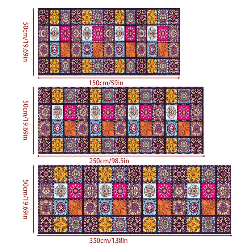 Boho Abstract Runner Mat Non Slip Washable Stair Kitchen Rug