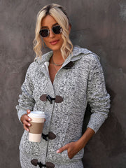 Women's Raw Hooded Flare Sweater Cardigan