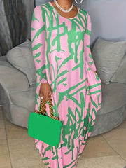 Graffiti Print Maxi Dress with Pockets