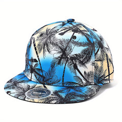 Coconut Tree Print Snapback Cap Baseball Hat for Men Women