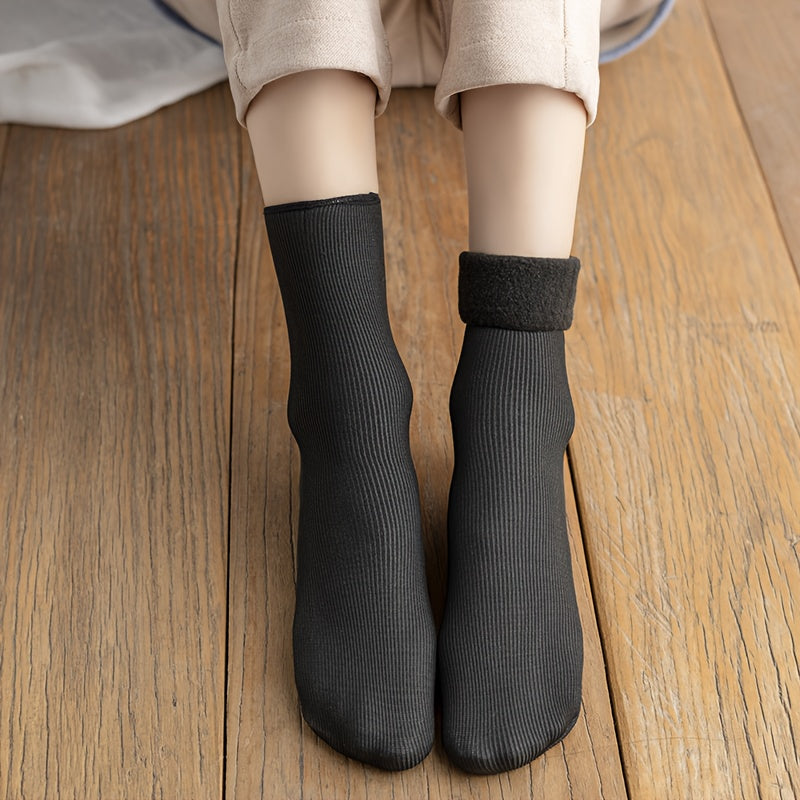 5 Pairs Winter Warm Socks Thick Snow Socks Solid Thermal Unisex Cold Weather