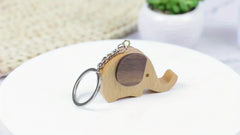 Elephant Cartoon Keychain Wooden Phone Holder Backpack Pendant