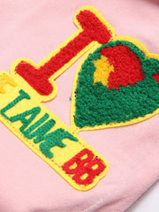 Men Pink Graphic Patch Detail Ripped Frayed Jeans