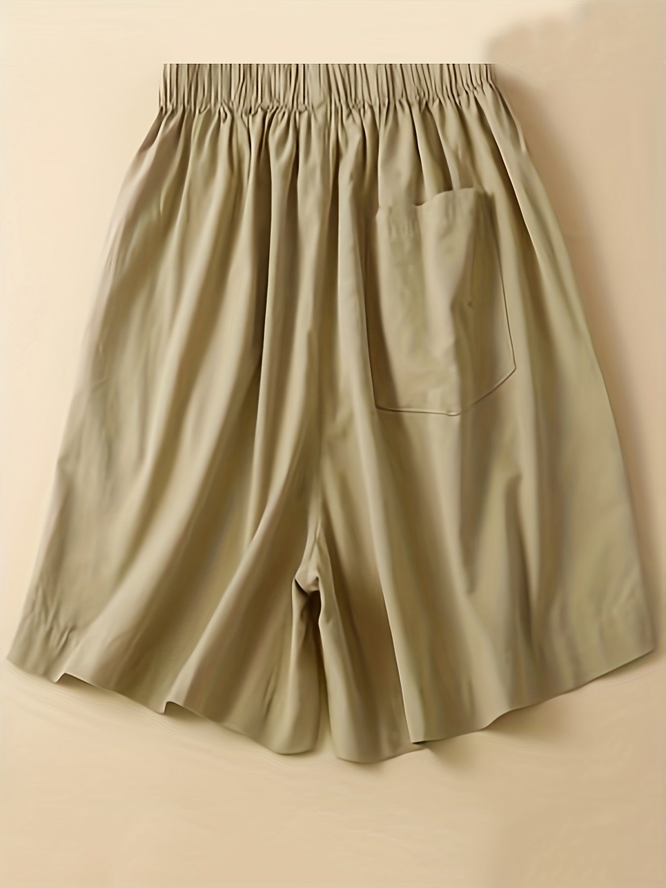 Solid Wide Leg Drawstring Shorts With Pockets