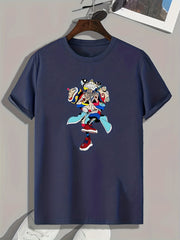 Cartoon Print Men's Sports Tshirt Graphic Tee Summer Outdoor Fitness Clothes