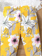Kid Girls Flower Pattern Leggings Tight Breathable Stretch Leggings