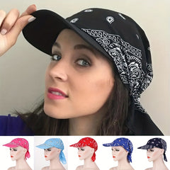 Vintage Paisley Print Baseball Cap Women Sun Hat Boho Head Wrap Tied Headwear
