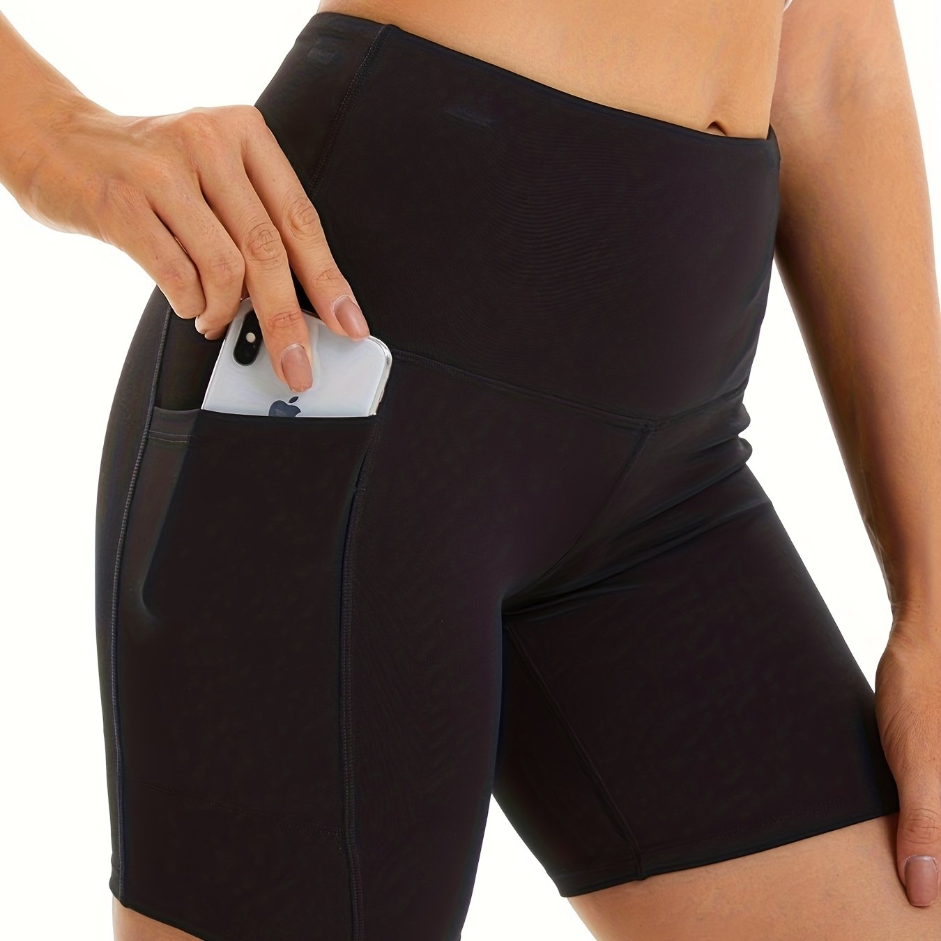 Women's Yoga Shorts High Waist with Side Pockets Tummy Control Workout Shorts