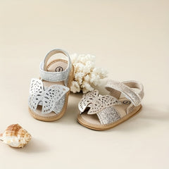 Baby Girls Bowknot Hook And Loop Sandals Lightweight Non Slip Crib Shoes