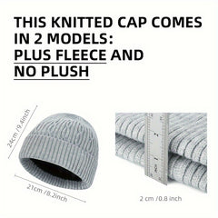 Knitted Cap With Fleece Lining Winter Beanie Hat