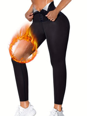 Women High Waist Compression Tights Sauna Leggings With Hooks