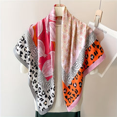 Leopard Print Shawl Block Large Square Scarf Bandana Head Wraps