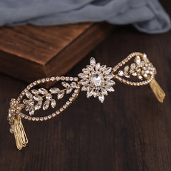 Golden Rhinestone Wedding Tiara Royal Bridal Crown Crystal Princess Crown