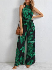 Tropical Print Tie Back Jumpsuit