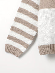 Checkerboard & Stripe Print Drop Shoulder Sweater