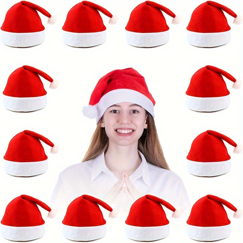 9pcs Christmas Hat Unisex Santa Hat Holiday Party Supplies Soft Felt Thickened