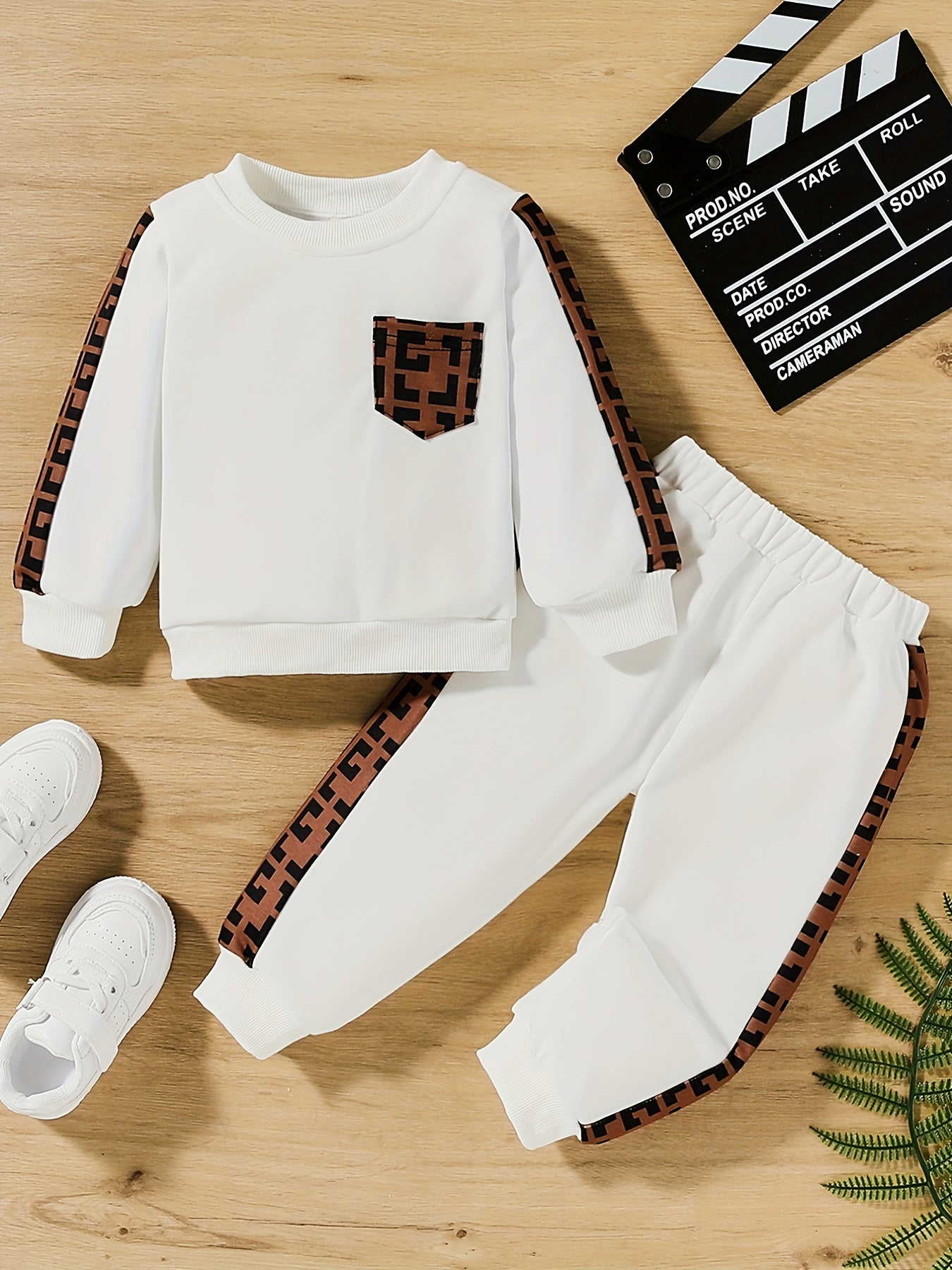 2pcs Boys Casual Long Sleeve Sweatshirt & Trousers Set Kids Clothing