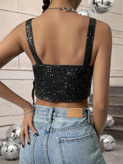Sparkling Sequin Crop Cami Top for Party