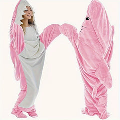 Pink Shark Blanket Soft Cozy Flannel Hoodie Sleeping Bag Wearable Shark Blanket